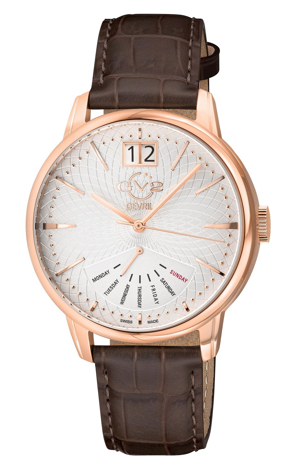 GV2 by Gevril Men's Rovescio Swiss Quartz Leather Strap Watch