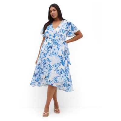 CITY CHIC Женское миди-платье Plus Size с принтом Bluebell