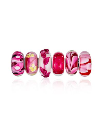 Набор украшений Bling Jewelry с цветами из муранского стекла и бусинами из стерлингового серебра для браслета