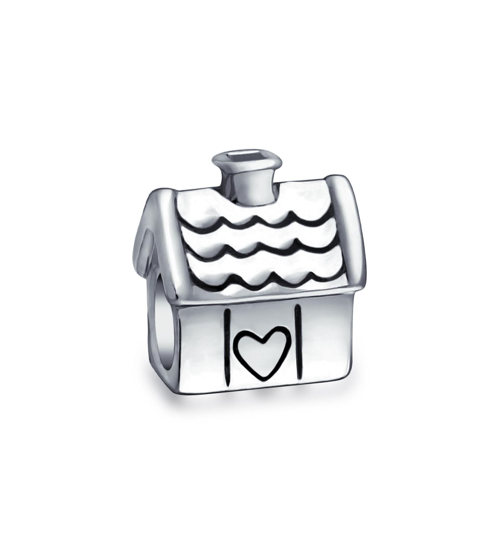 Bling Jewelry Home Sweet House Charm Bead Oxidized .925 Sterling Silver Fits European Bracelet