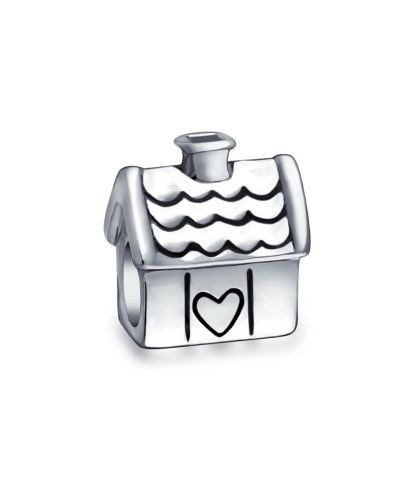 Подвеска Bling Jewelry Home Sweet House Charm из оксидированного серебра .925, подходит для европейских браслетов