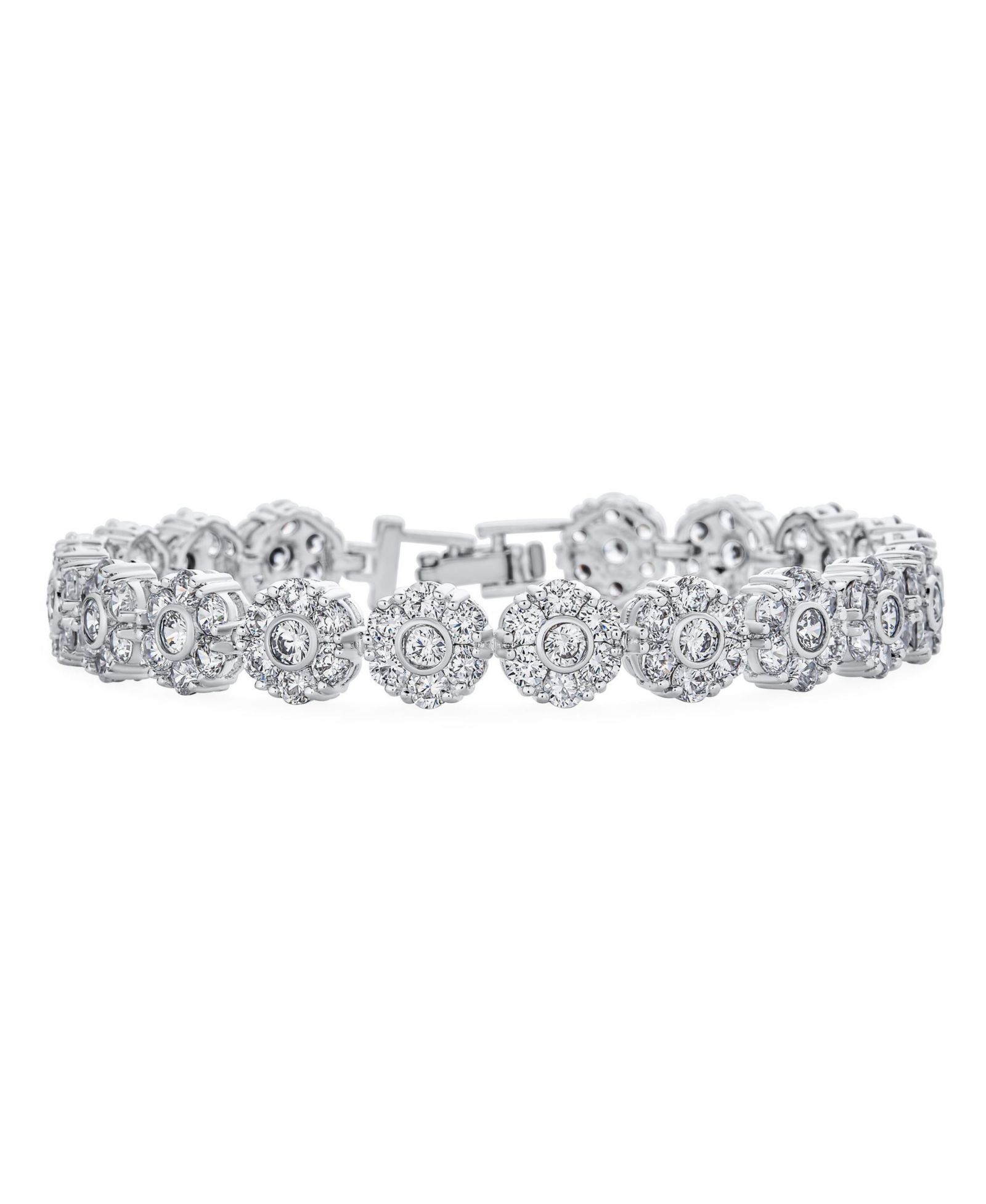 Браслет Bling Jewelry Formal Statement Cubic Zirconia Pave CZ Floral Circlets Rose Flower Motif Tennis
