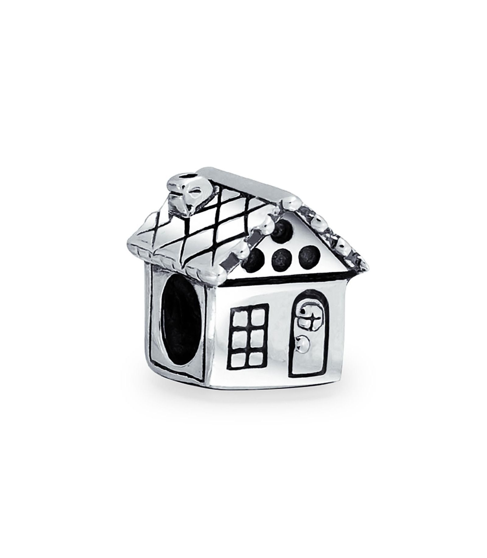 Bling Jewelry New Homeowner House Charm Bead Oxidized .925 Sterling Silver Fits European Bracelet