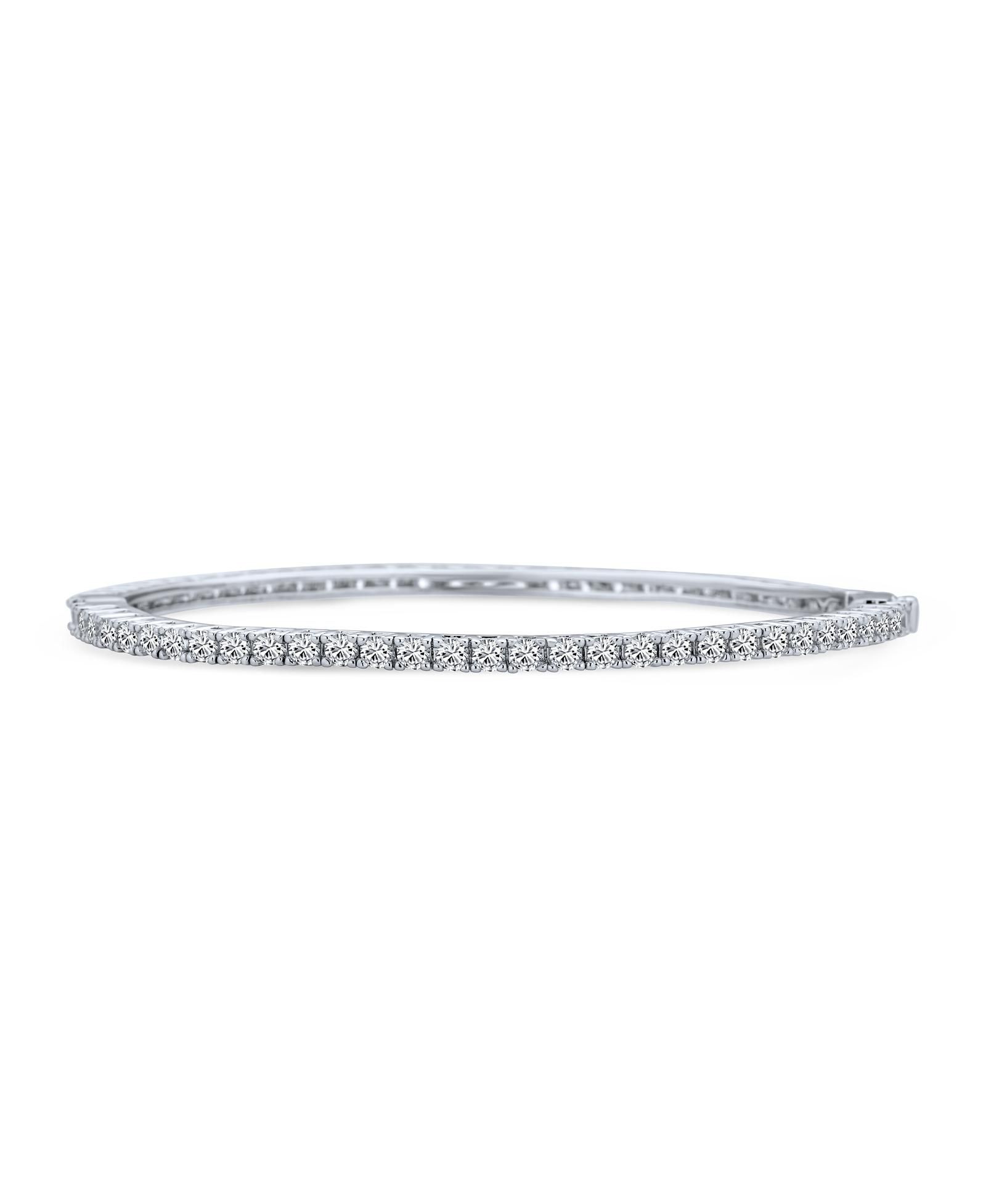 Bling Jewelry Cubic Zirconia Princess Cut CZ Stackable Eternity Tennis Bangle Bracelet