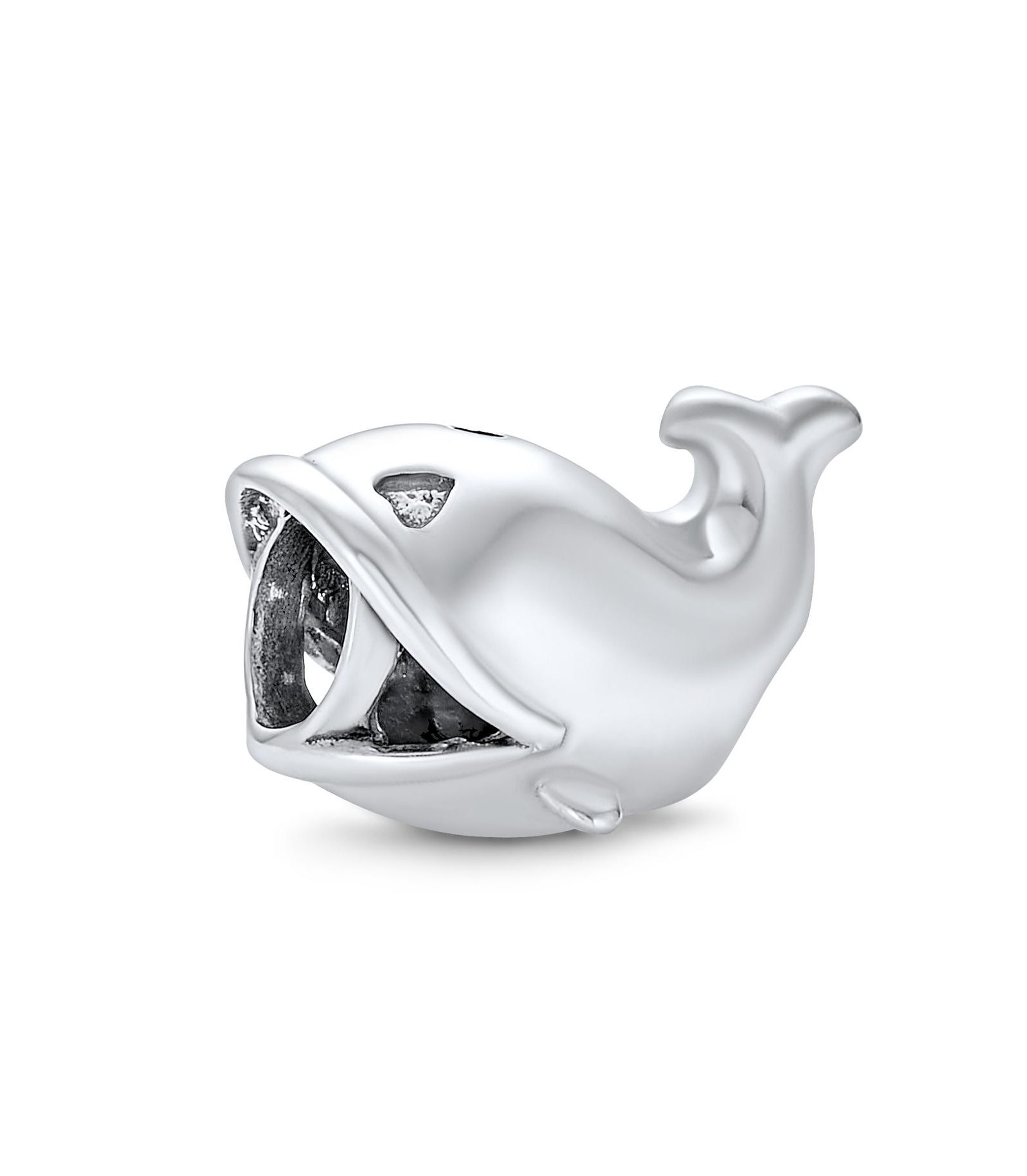 Bling Jewelry Nautical Ocean Sea Whale Charm Bead .925 Sterling Silver Fits European Bracelets