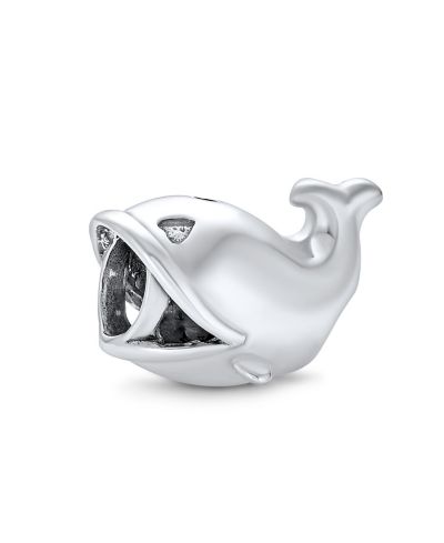 Bling Jewelry Nautical Ocean Sea Whale Charm Bead .925 Sterling Silver Fits European Bracelets