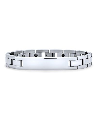 Bling Jewelry Men's Identification ID Bracelet Name Tag Stainless Steel 8.5 Inch