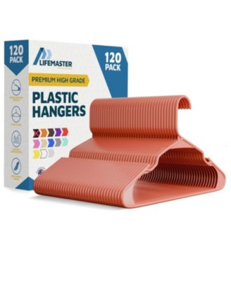 Lifemaster heavy-duty plastic hangers for clothes, dresses & coats non-slip grooves, space-saving design, holds 5 Pounds 120-pack