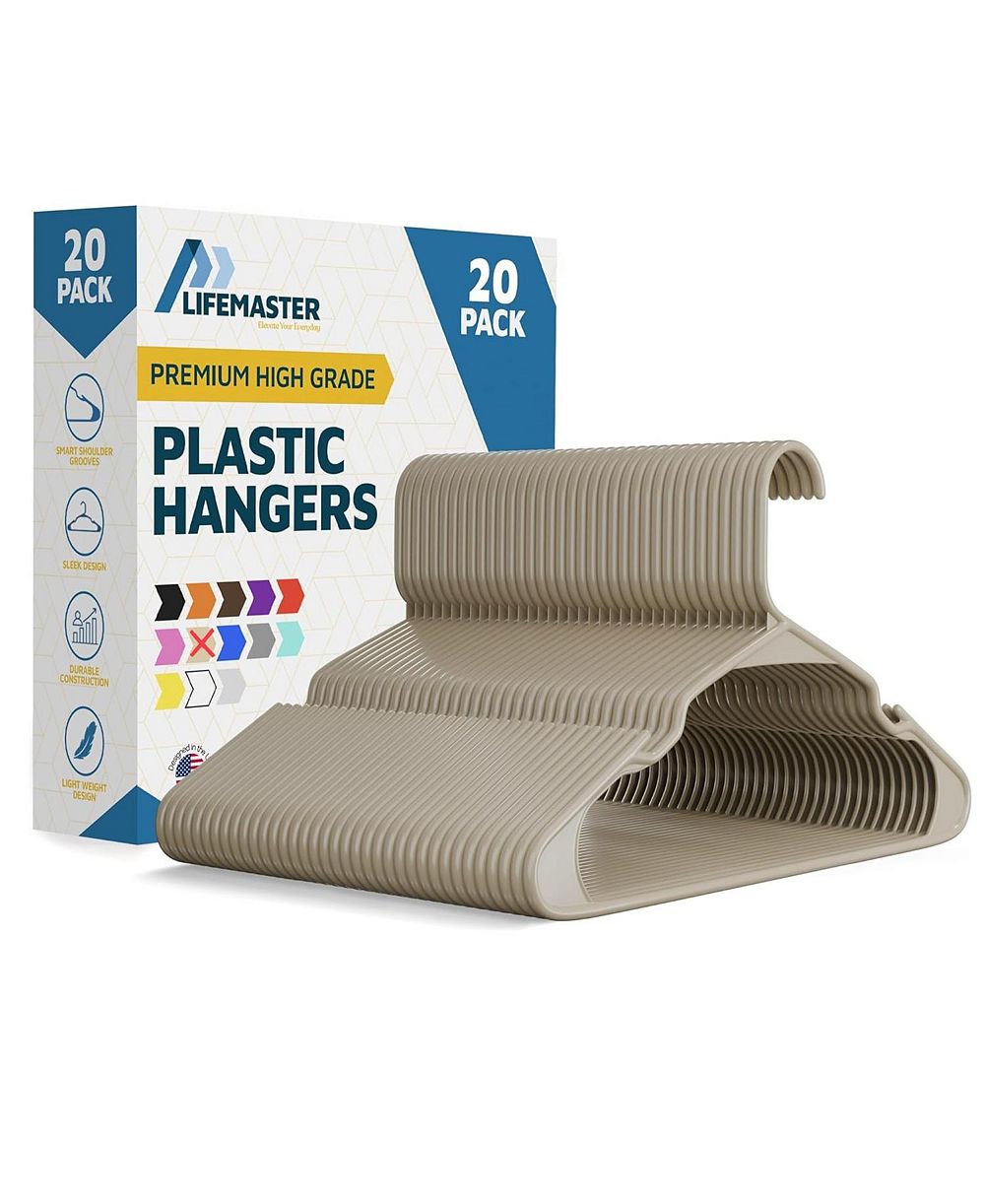 Вешалки Lifemaster из прочного пластика с противоскользящими бороздками, Pack of 20