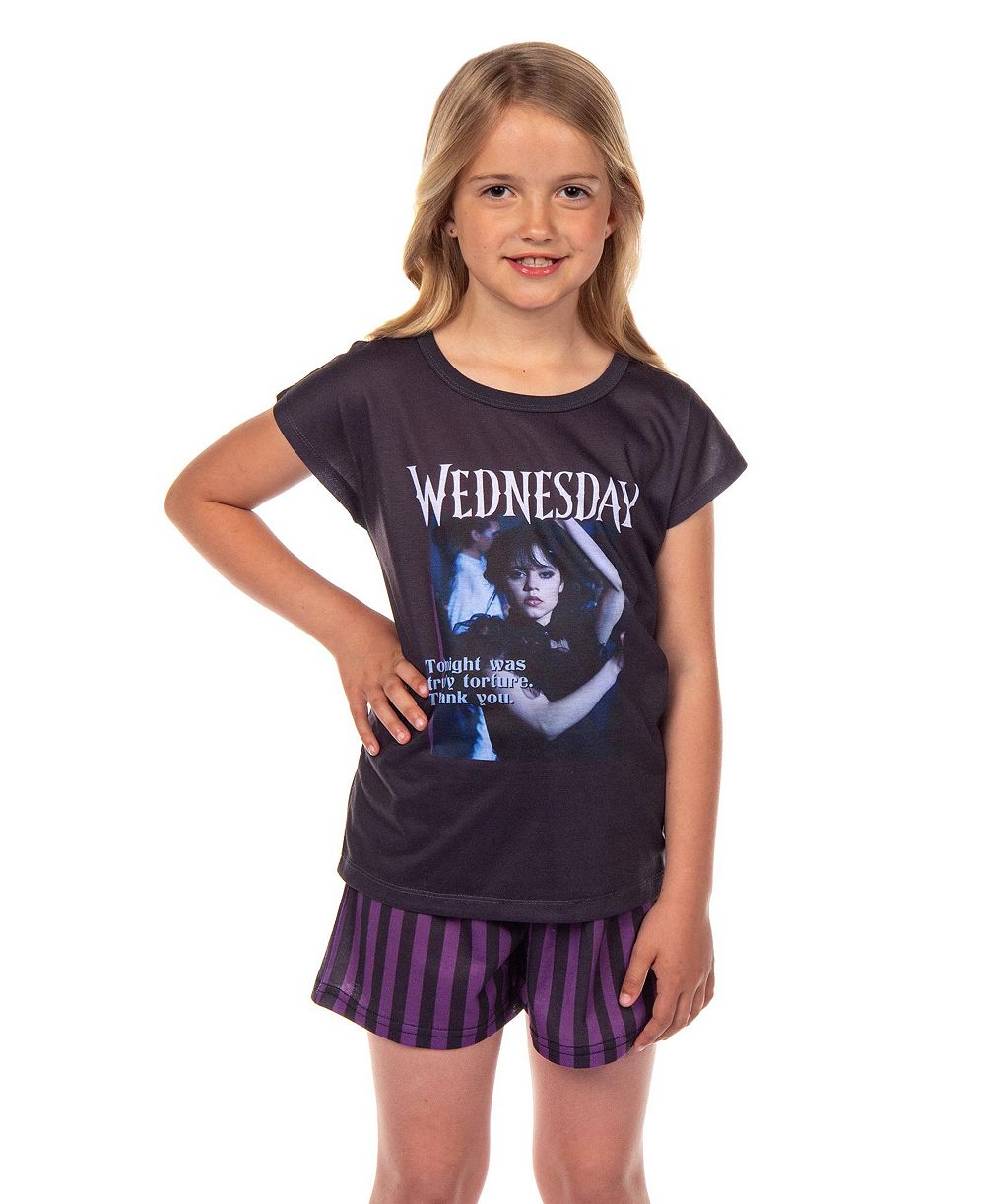 Детская пижама Wednesday Addams Family, комплект из 2 предметов, шорты и топ