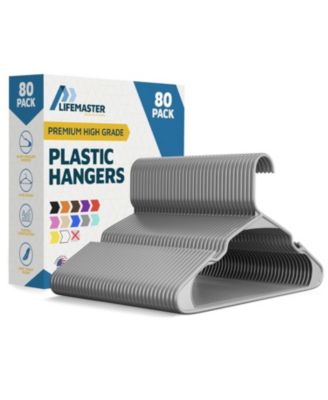 Lifemaster Heavy-duty plastic hangers with non-slip grooves and space-saving design hold 5 Pounds and are ideal for clothes Pack of 80