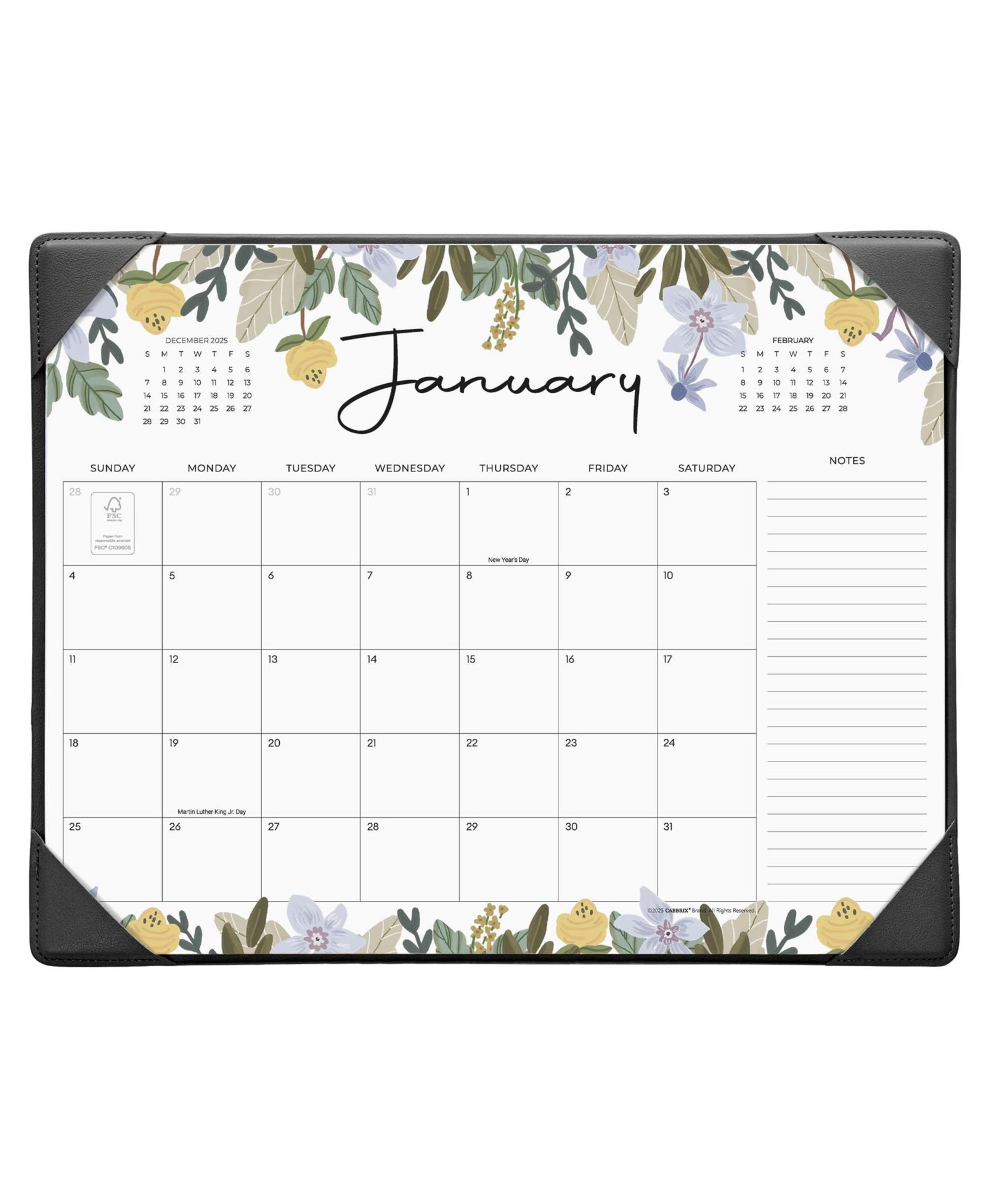 GNUADZ Desk Calendar 2026 Desktop Mat Floral Blotter 18 Months