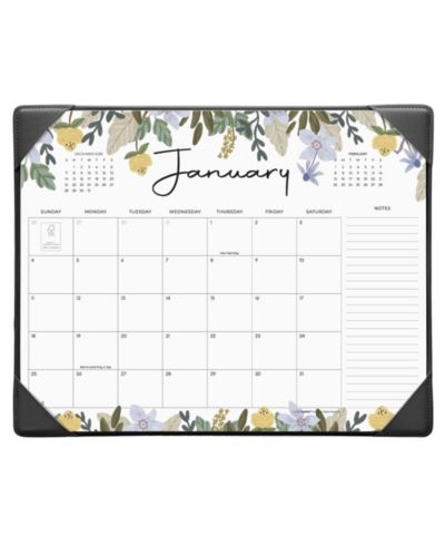 GNUADZ Desk Calendar 2026 Desktop Mat Floral Blotter 18 Months
