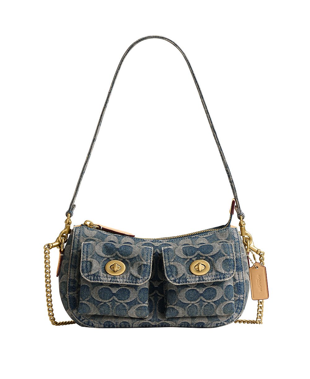 COACH сумка через плечо Waverly Small Signature Denim Twin Turnlock