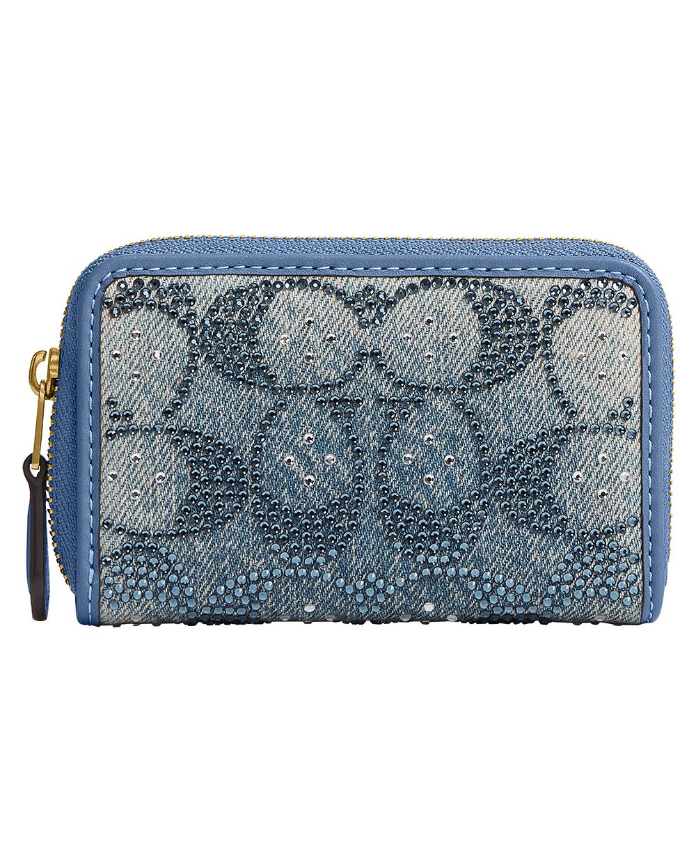 Кошелек COACH Essential Crystal Denim Signature Zip Around Card Case