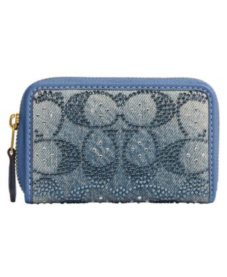 Кошелек COACH Essential Crystal Denim Signature Zip Around Card Case