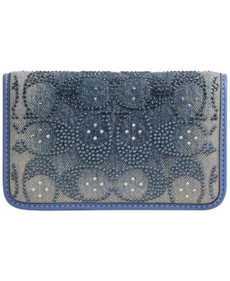 COACH узкий картхолдер из денима с кристаллом Essential Crystal Denim Signature