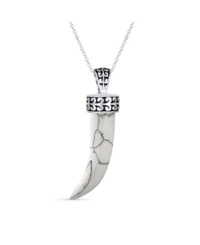 Подвеска-кулон Bling Jewelry Tooth Amulet Onyx Howlite Turquoise Cornicello Italian Horn Chili Pepper из оксидированного стерлингового серебра