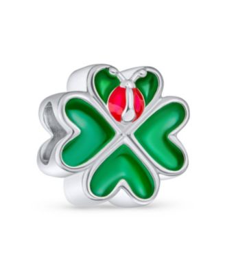 Bling Jewelry Lucky Green Clover Heart и Lady Bug шарм-бусина.925 Sterling Silver для европейских браслетов