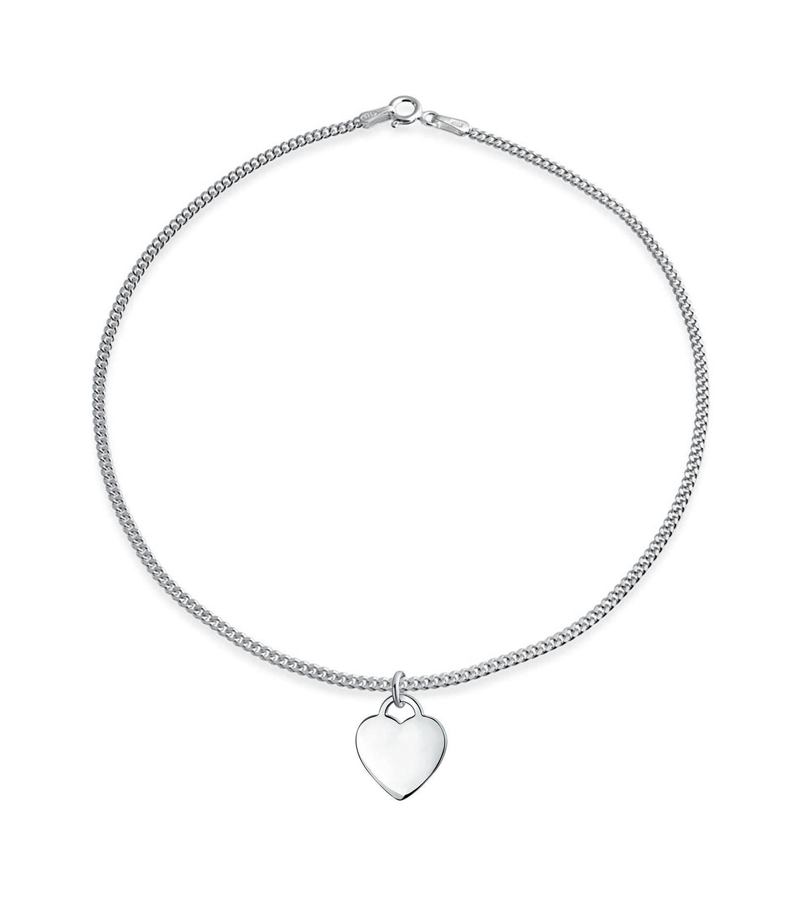 Bling Jewelry Dangling Heart Charm Anklet Ankle Bracelet Sterling Silver