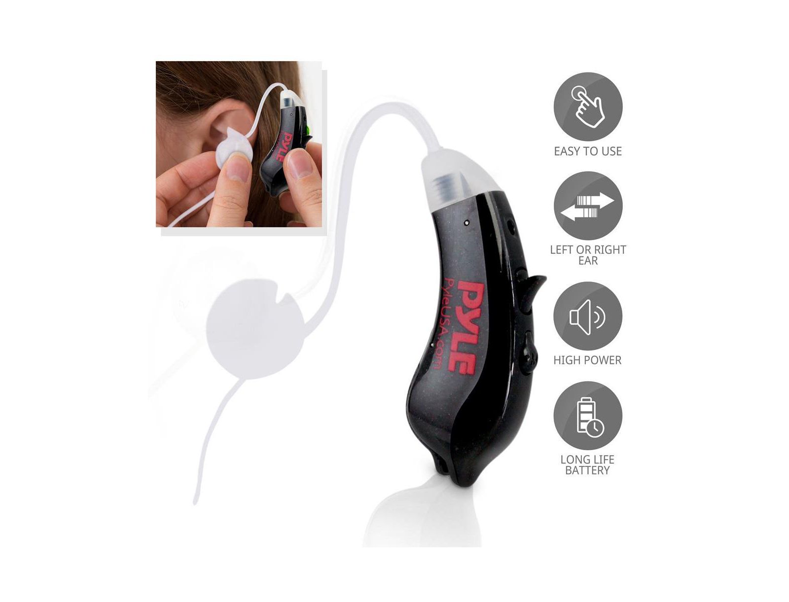 Pyle Digital Hearing Amplifier with Noise Reduction and Interchangeable Ear Tips