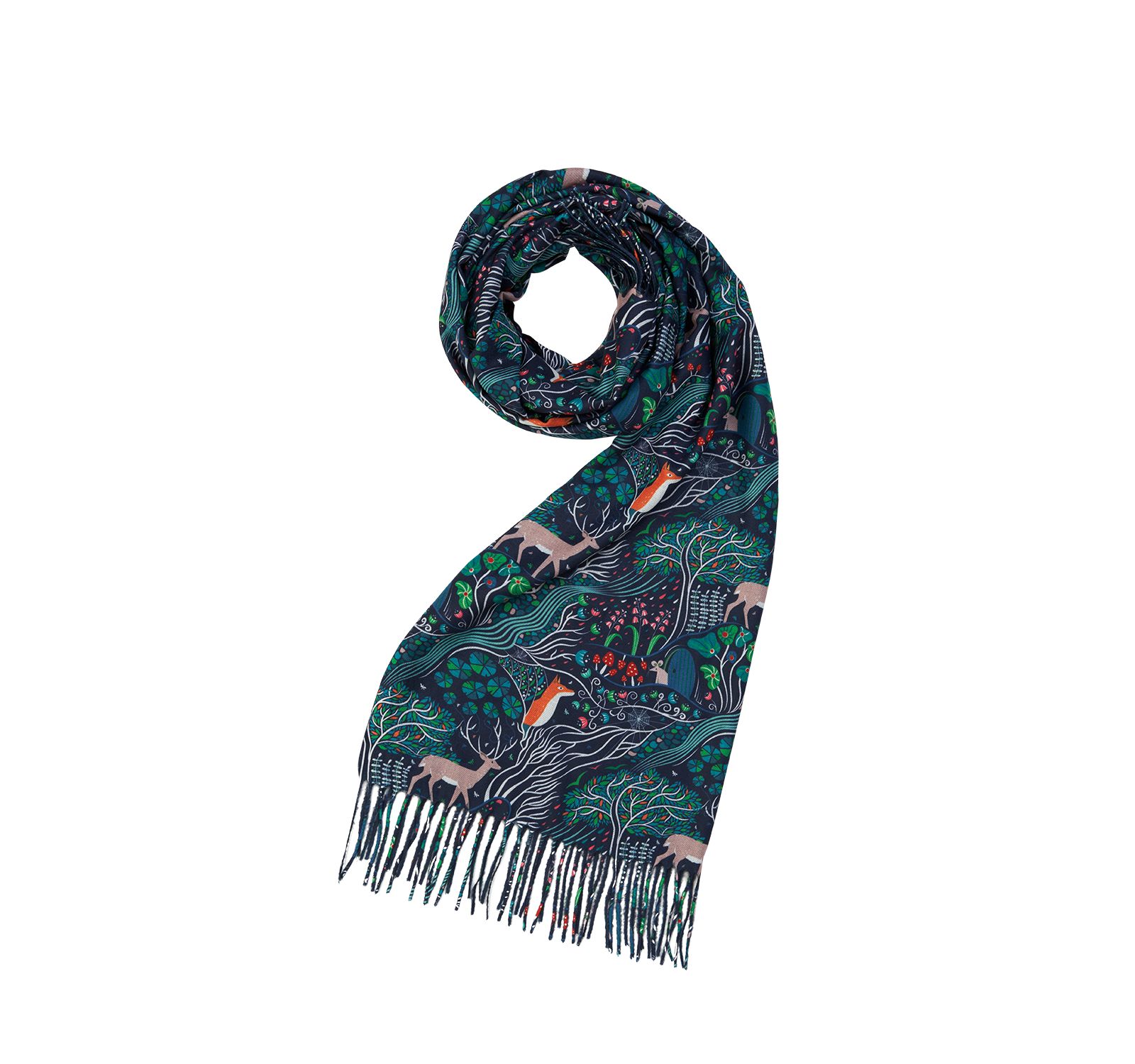Fable England Women's Enchanted Tree Tassel Scarf