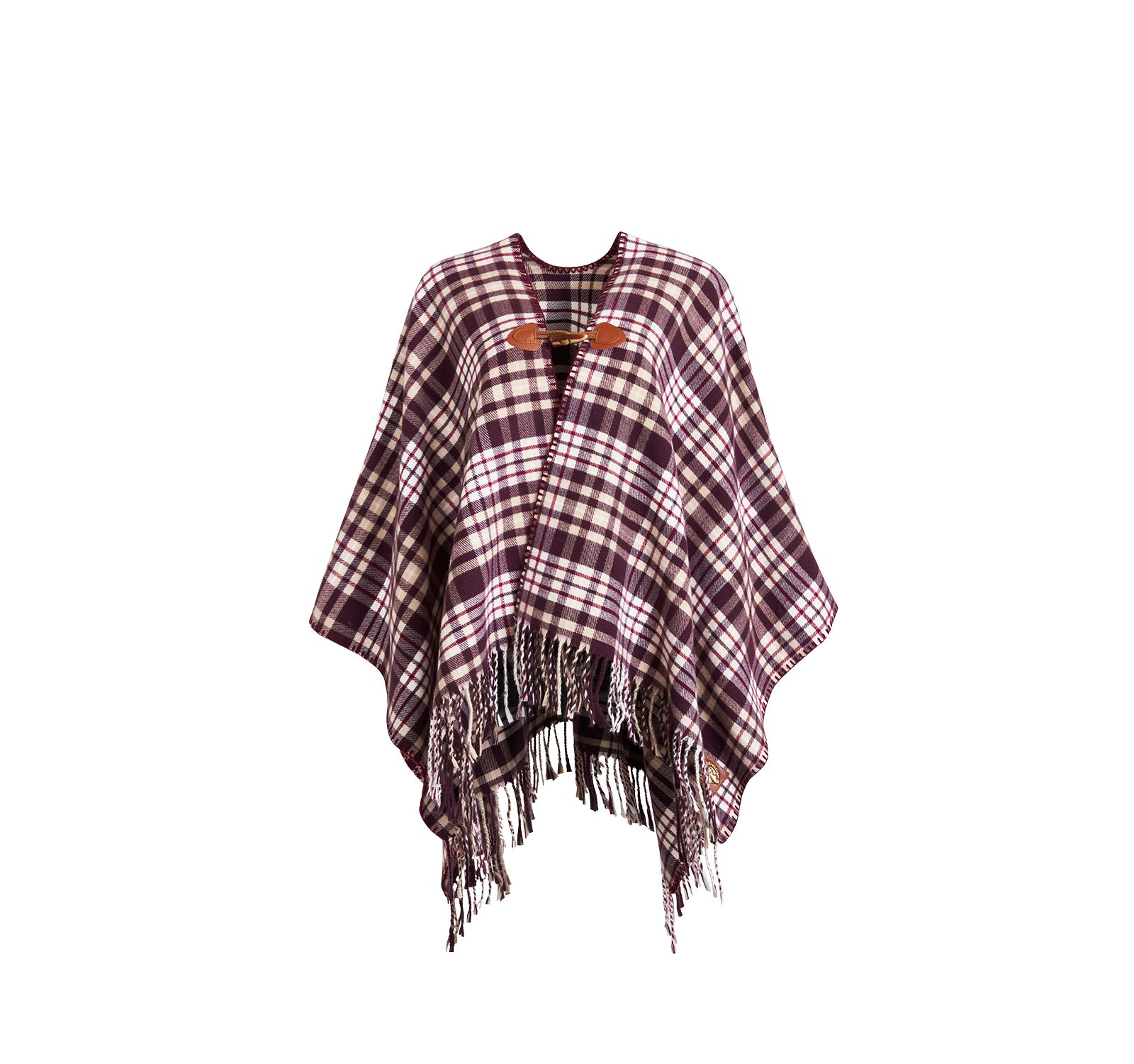Fable England Women's Caramel and Chocolate Check Cape