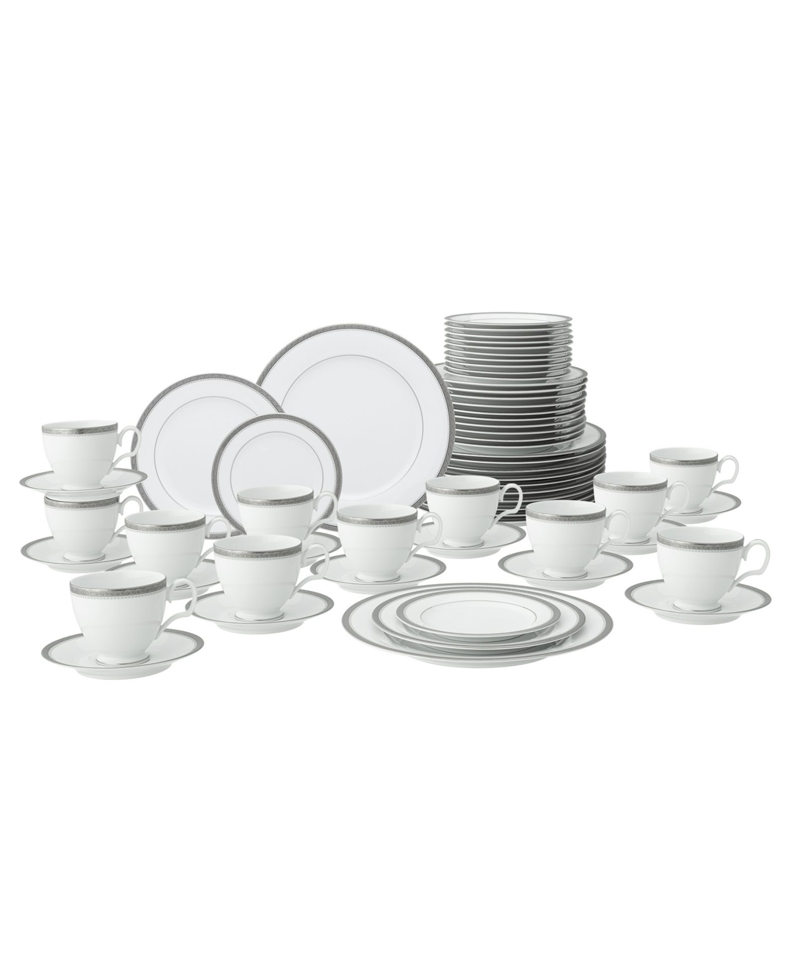 Набор столовой посуды Noritake Charlotta Platinum, 60 предметов