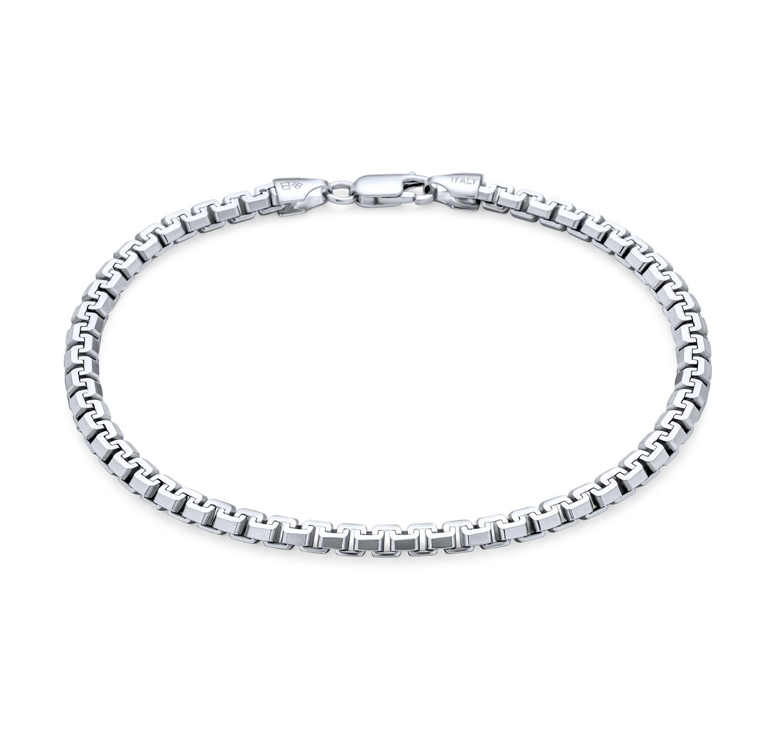 Bling Jewelry Solid Heavy Strong Thick Franco Square Link Chain Bracelet 220 Gauge Rhodium .925 Sterling Silver