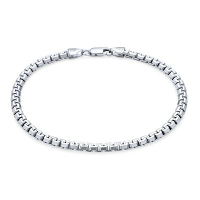 Bling Jewelry Браслет цепь Franco Square Link из стерлингового серебра 925, родий