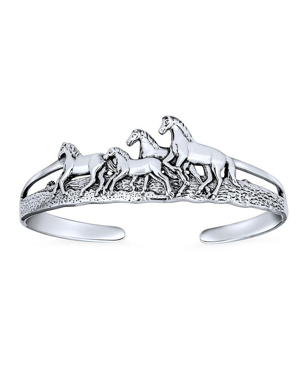 Браслет-манжет Bling Jewelry Equestrian Statement Wild Western Running Horses Solid