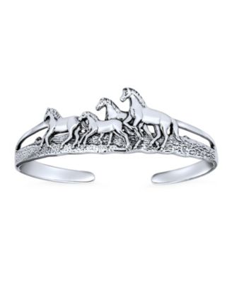 Bling Jewelry Equestrian Statement Wild Western Running Horses Cuff Bracelet Solid