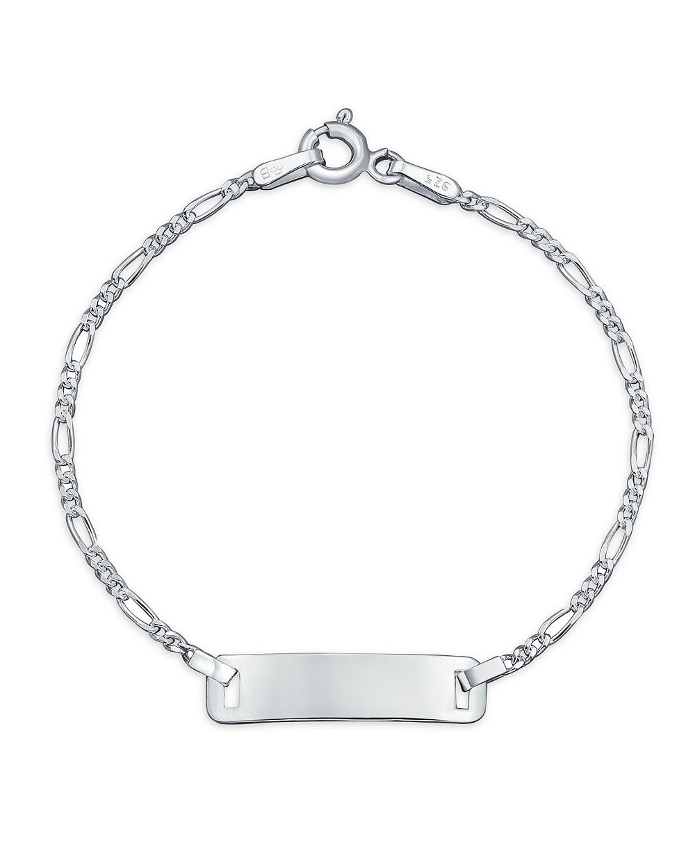 Bling Jewelry Thin Small Identification ID Name Tag Plate Bracelet Figaro Chain