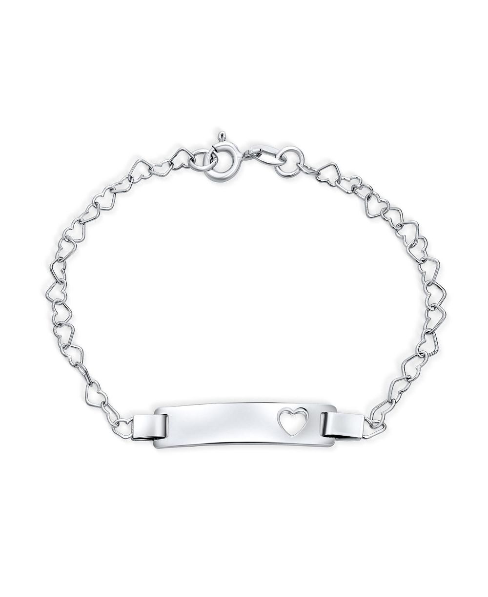 Bling Jewelry Delicate Petite Heart Blank Name Identification ID Bracelet . 6"