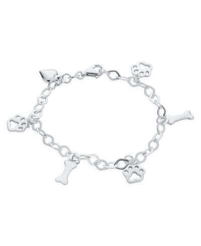 Bling Jewelry Браслет Best Friend Animal Lover Heart Dog Bone Paw Print Multi Charm