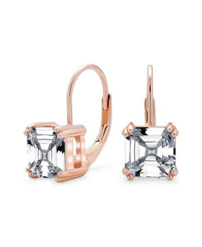 Серьги-подвески Bling Jewelry Classic 4 CTW Solitaire Square Cubic Zirconia CZ Drop Plated