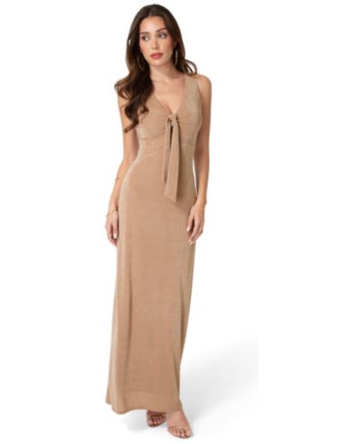 Bebe Women's V-Neck Cutout Tie Maxi Dress