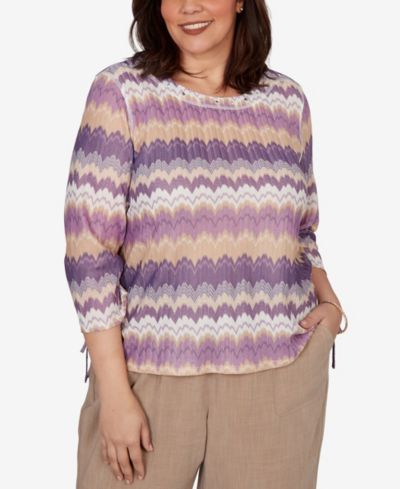Женский трикотажный топ Alfred Dunner Plus Size Grand Bazaar Rippled Stripes