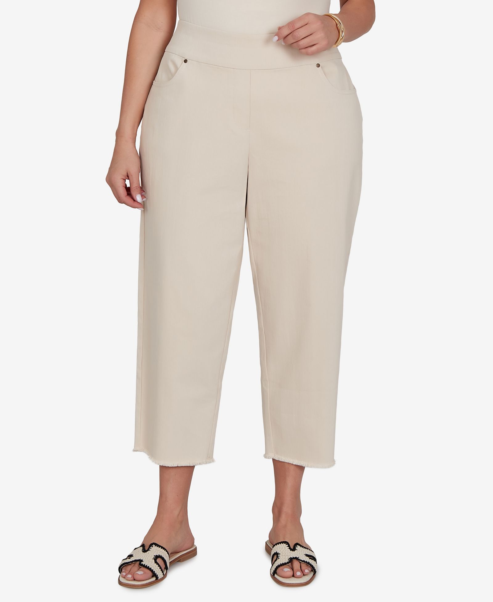Alfred Dunner Plus Size Camden Market Natural Super Stretch Ankle Jeans