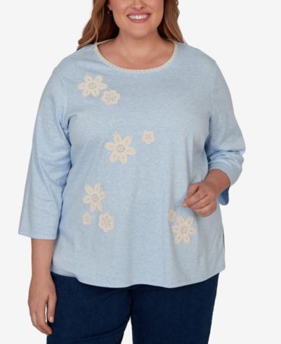 Трикотажный топ Alfred Dunner Plus Size Camden Market Floral Stitches Heathered