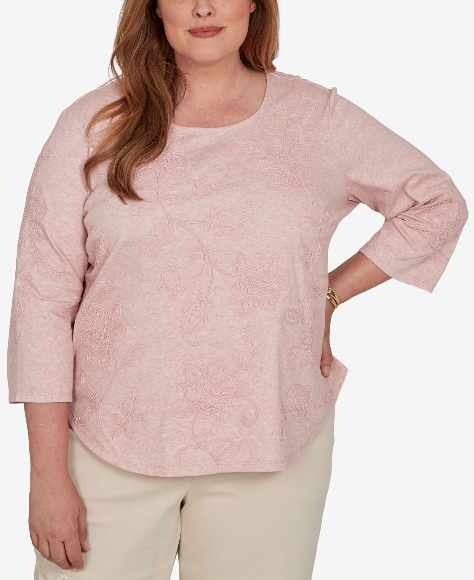 Женский вязаный топ Alfred Dunner Plus Size Camden Market с цветочным принтом