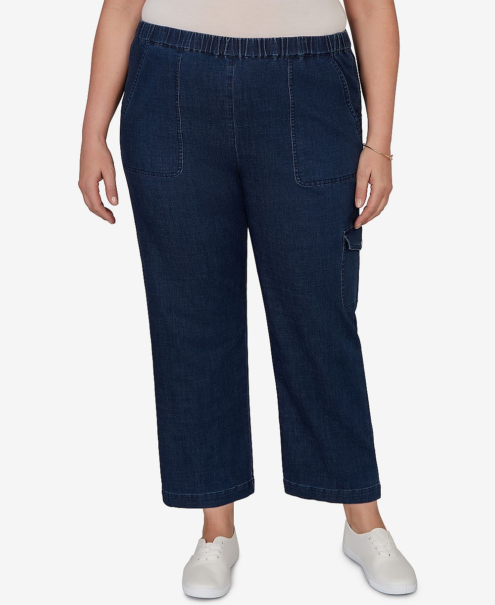 Alfred Dunner Plus Size Pull-On Cargo Pocket Jeans