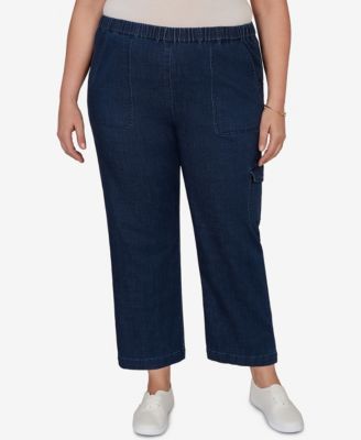 Alfred Dunner Plus Size Pull-On Cargo Pocket Jeans
