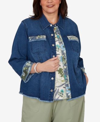 Alfred Dunner Plus Size Sequin Embellished Stretch Denim Jacket