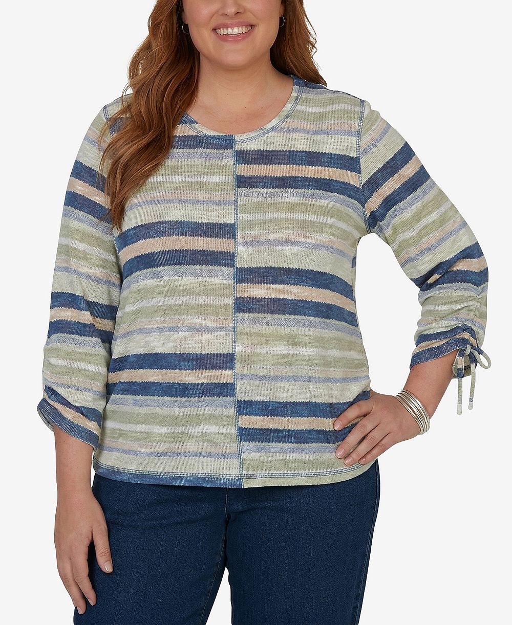 Alfred Dunner Plus Size Spliced Multi Stripe Knit Top