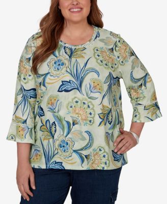 Вязаный топ Alfred Dunner Plus Size Indigo Girls Bold Meadow Floral