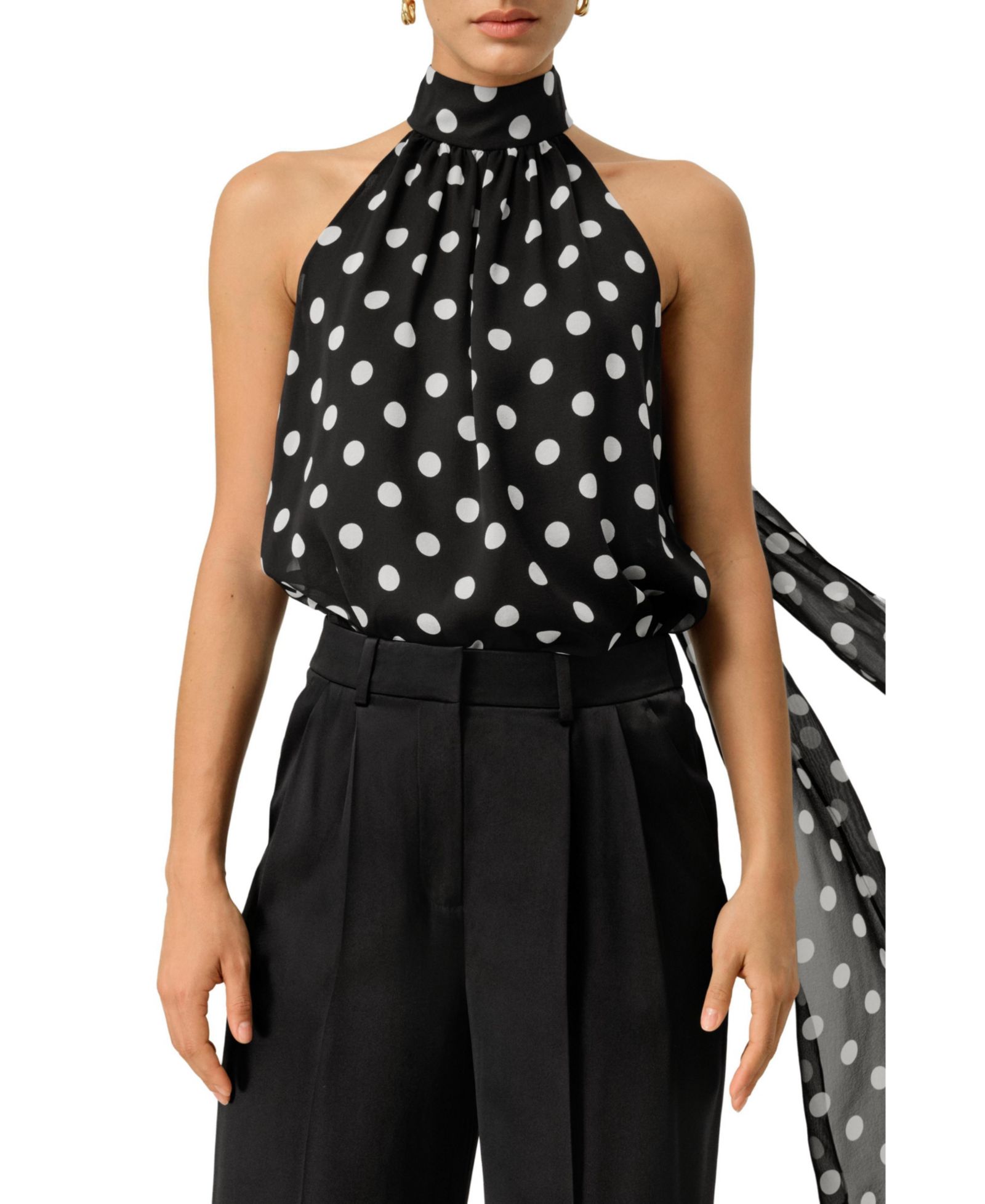 LILYSILK Women's Convertible Silk Georgette Polka Dot Top