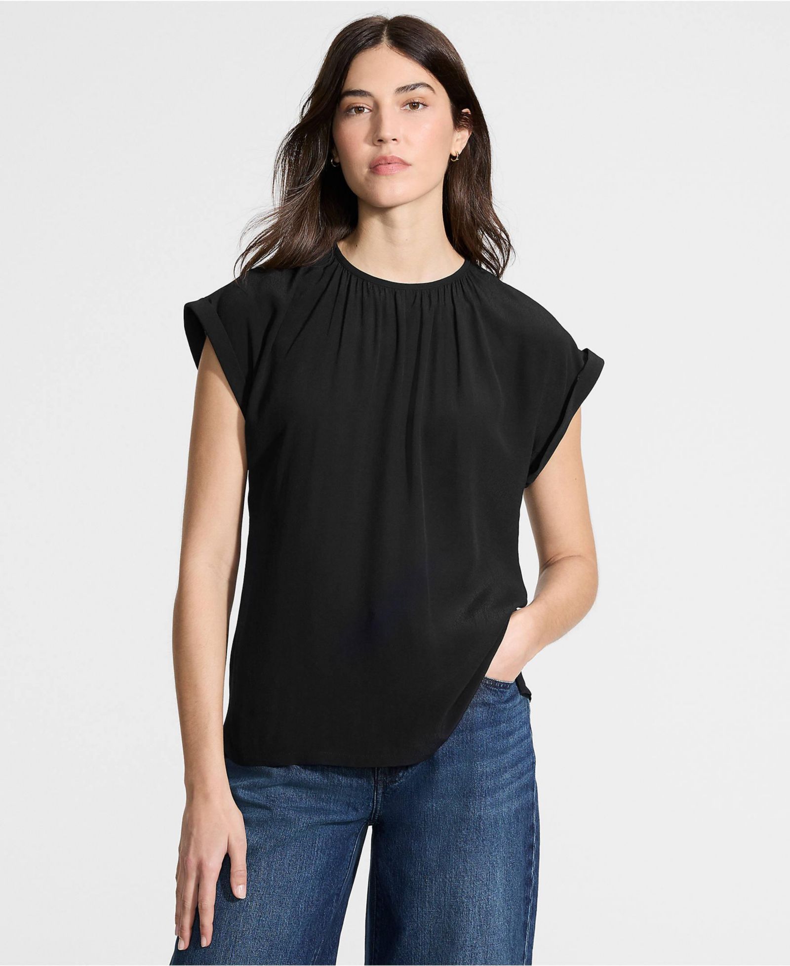 Женский топ Lands' End Sleeveless Crepe Popover