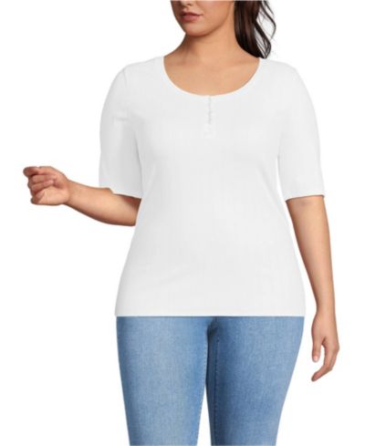 Женский топ Lands' End Plus Size Henley с микроребром