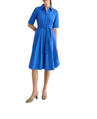 Hobbs London Women's Brigitta Pleated Tie-Belt Shirt Dress